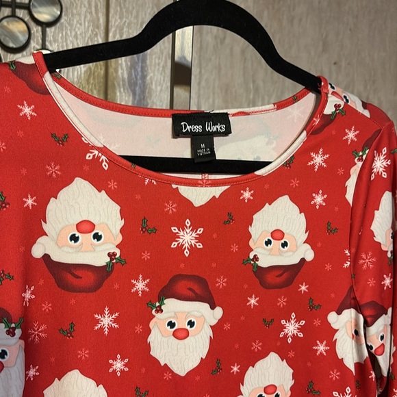 Santa Print Red Dress - Picture 2 of 6